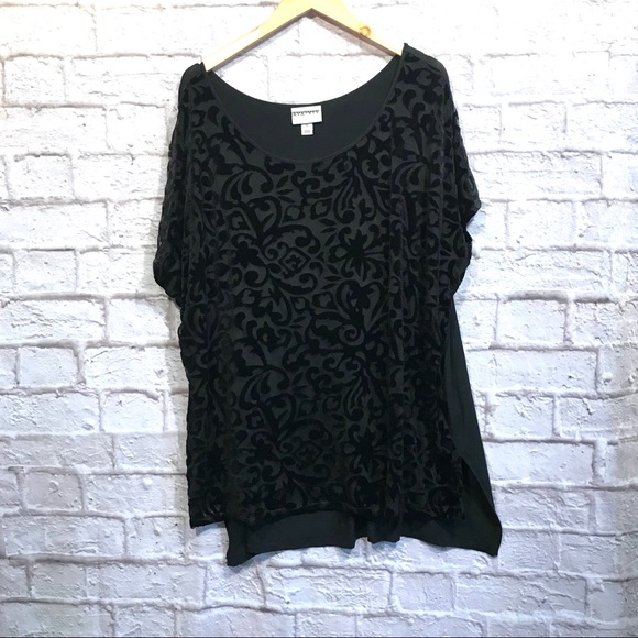 AVA & VIV sleeveless black burnout top - Picture 2 of 5